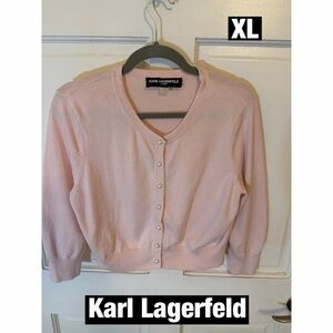 Karl Lagerfeld Paris Pink  Cropped Women's SweaterPearl buttons